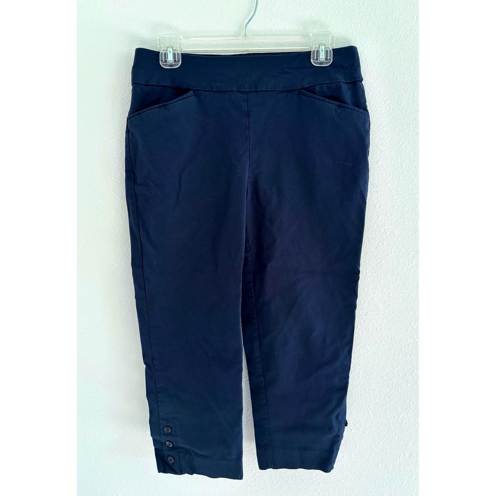 Chico Pants Womens Size .5 Navy Pull On Slimming Capri Perfect Stretch Mature‎